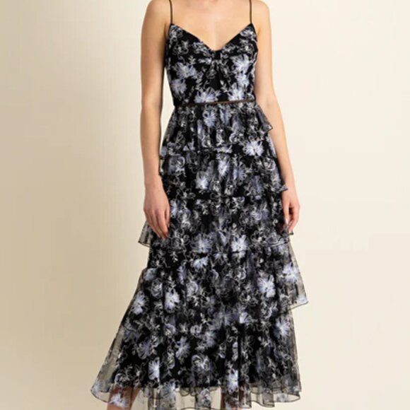 MONIQUE LHUILLIER - FLORAL MIDI DRESS - NWT - Picture 3 of 5